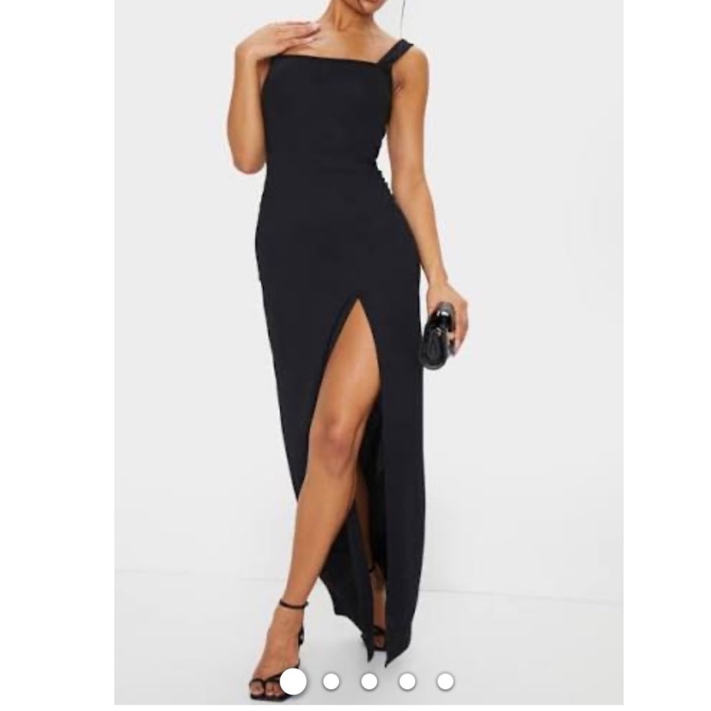Pretty Little Thing black straight neck maxi Dress